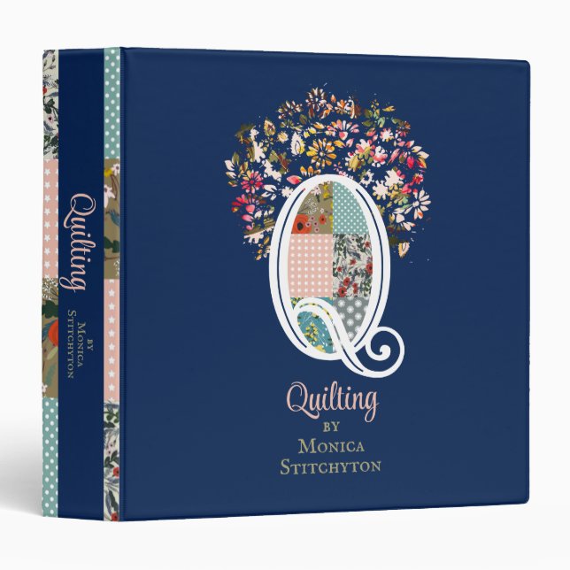 Flowers quilter quilting personalized pattern binder (Front/Spine)