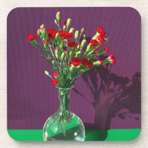 Flowers Red Carantion Bouquet Coaster