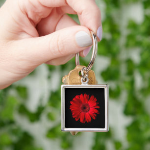 Flowers Red Gerbera Daisy Keychain