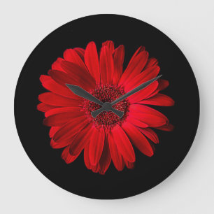 Flowers Red Gerbera Daisy Large Clock