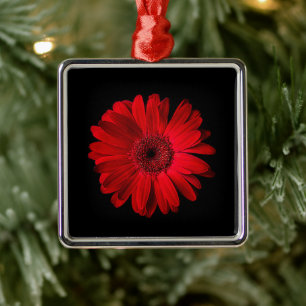 Flowers   Red Gerbera Daisy Metal Ornament