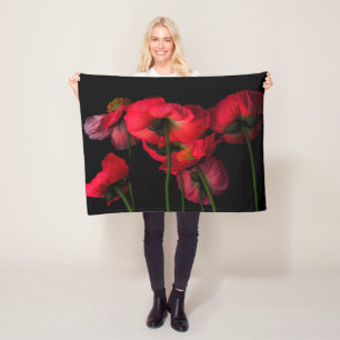 Flowers   Red Poppies Fleece Blanket