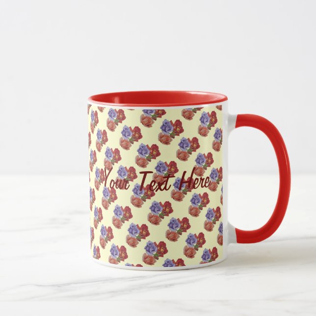 flowers red roses and rose buds floral art mug (Right)
