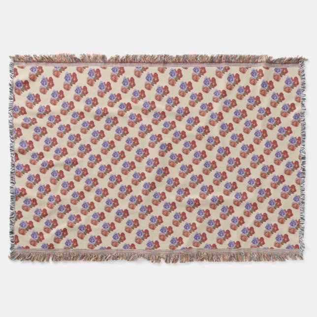 flowers red roses and rose buds floral art throw blanket (Front)
