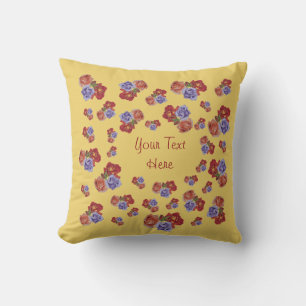 flowers red roses and rose buds floral art throw pillow