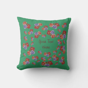 flowers red roses and rose buds floral art throw pillow