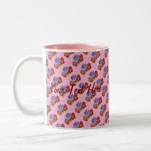 flowers red roses and rose buds floral art Two-Tone coffee mug