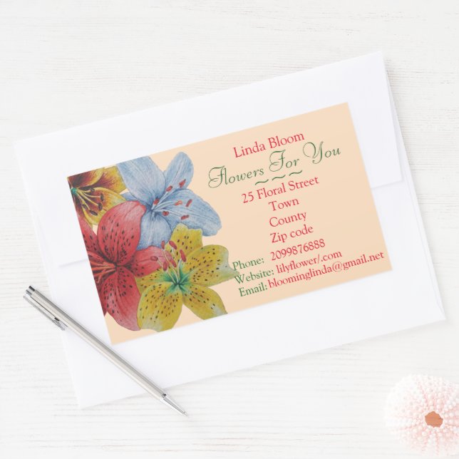flowers red yellow blue Lilies original florists Sticker (Envelope)