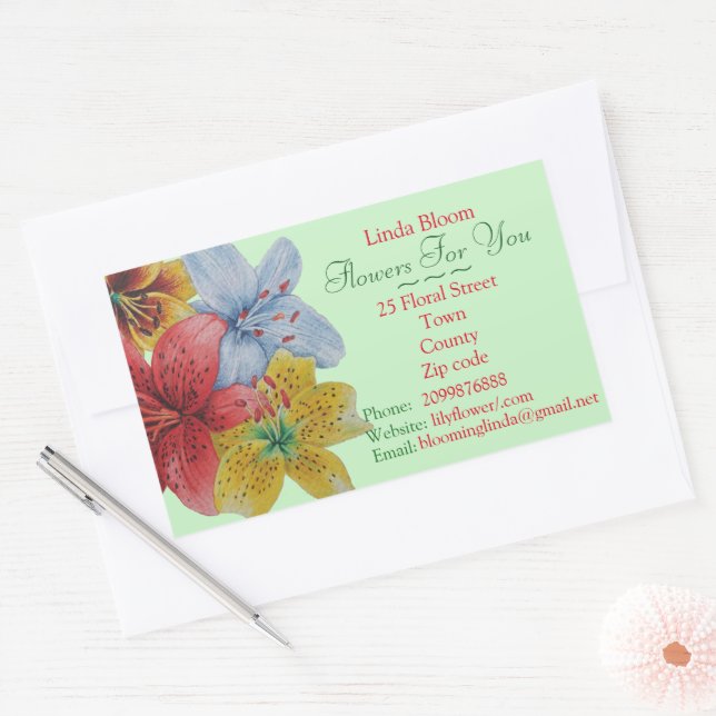 flowers red yellow blue Lilies original florists Sticker (Envelope)