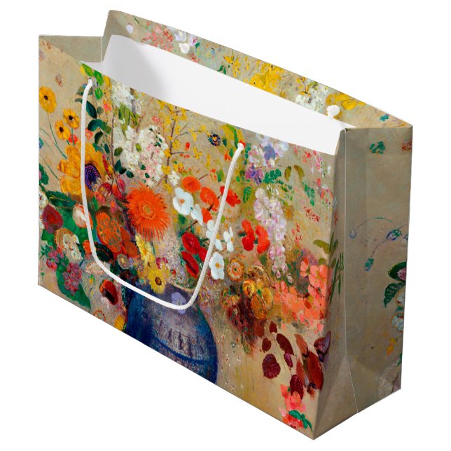 Flowers, Redon Large Gift Bag (Front Angled)