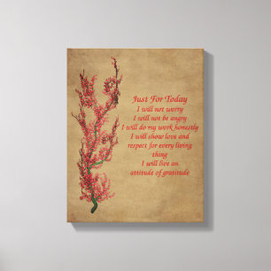 Flowers Reiki Just For Today Inspirational Canvas Print