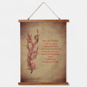 Flowers Reiki Just For Today Inspirational  Hanging Tapestry