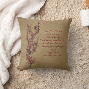 Flowers Reiki Just For Today Inspirational  Throw Pillow