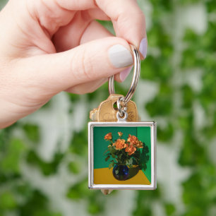 Flowers Roses in Vase Keychain