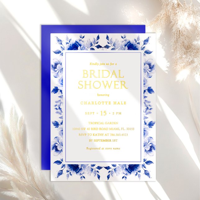Flowers Royal Blue Bridal Shower Gold (Creator Uploaded)