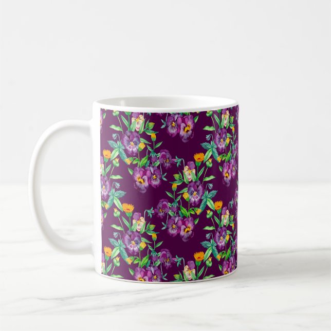 Flowers seamless pattern background. Abstract coll Coffee Mug (Left)