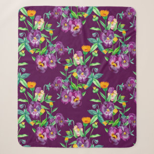 Flowers seamless pattern background. Abstract coll Sherpa Blanket