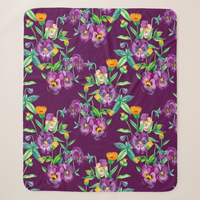 Flowers seamless pattern background. Abstract coll Sherpa Blanket (Front)