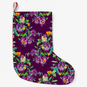 Flowers seamless pattern background. Abstract coll Small Christmas Stocking