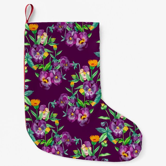 Flowers seamless pattern background. Abstract coll Small Christmas Stocking (Front)