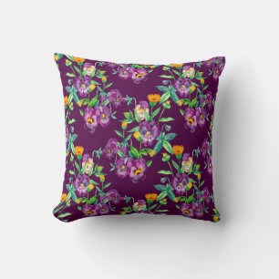 Flowers seamless pattern background. Abstract coll Throw Pillow
