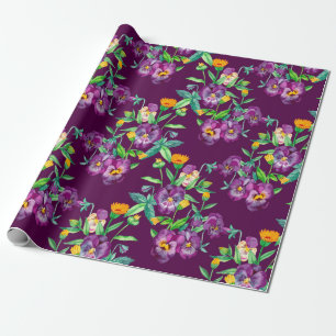 Flowers seamless pattern background. Abstract coll Wrapping Paper