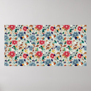 Flowers seamless pattern poster