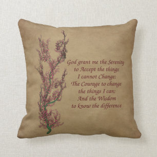 Flowers Serenity Prayer Inspirational  Throw Pillow