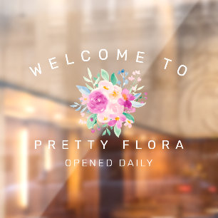 flowers shop business welcome sign watercolor