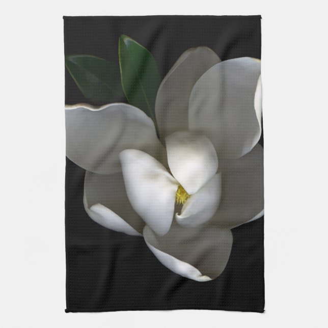Flowers | Single White Magnolia Blossom Kitchen Towel (Vertical)