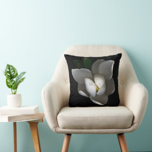 Flowers Single White Magnolia Blossom Throw Pillow