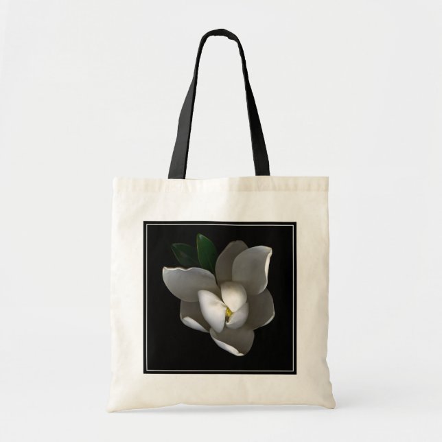 Flowers | Single White Magnolia Blossom Tote Bag (Front)