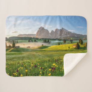 Flowers   Spring Alpe di Siusi Langkofel Sherpa Blanket