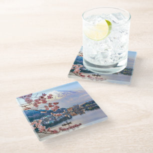 Flowers Spring Cherry Blossoms Japan Glass Coaster