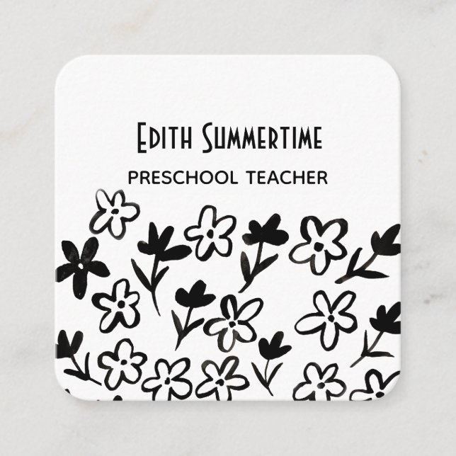 Flowers square business card (Front)