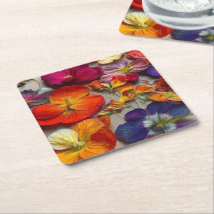 Flowers Square Paper Coaster