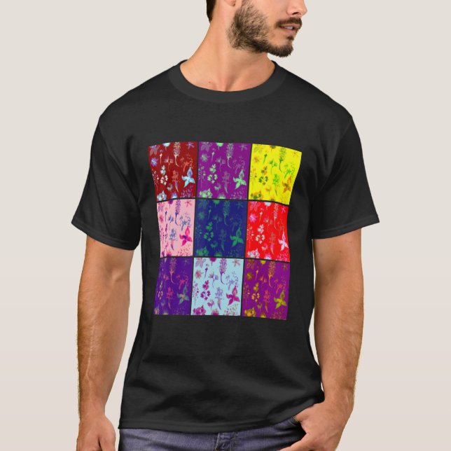 Flowers Squares Art T-Shirt (Front)