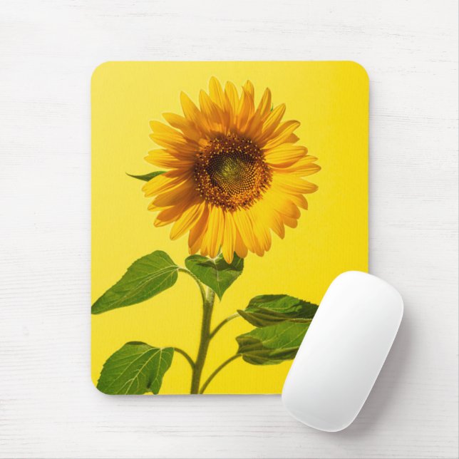 Flowers | Sunflower on Yellow Mouse Pad (With Mouse)