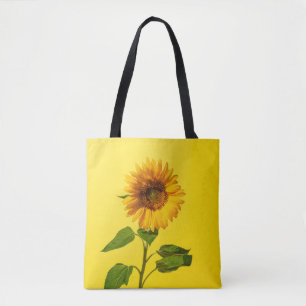 Flowers   Sunflower on Yellow Tote Bag
