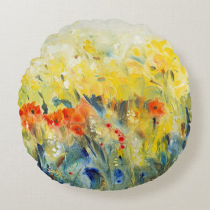 Flowers Sway II Round Pillow