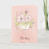 Flowers Tea Cup Pink Mother Mom
