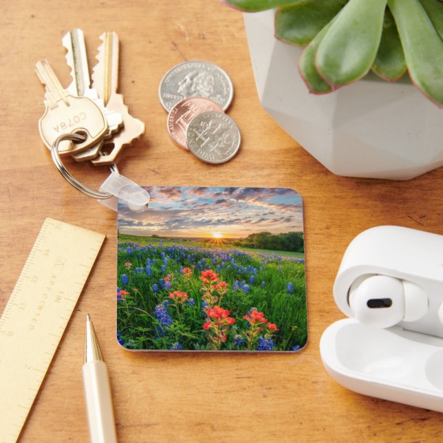 Flowers | Texas Bluebonnets & Indian Paintbrush Keychain (Desk)