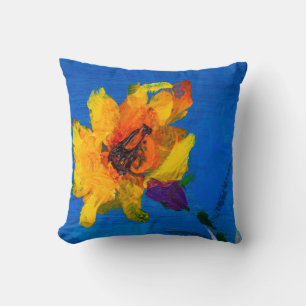 Flowers texture oil painting, Art Painted wildflow Throw Pillow