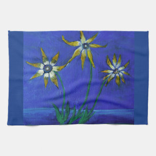 Flowers textured art Tea Towel 40.6 cm x 61 cm