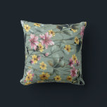 flowers throw pillow<br><div class="desc">Wrap yourself in the timeless beauty of a lush summer meadow. This ultra-soft throw pillow features an intricate botanical pattern of hand-painted wildflowers in shades of dusty pink,  golden yellow,  and cool sky blue.</div>