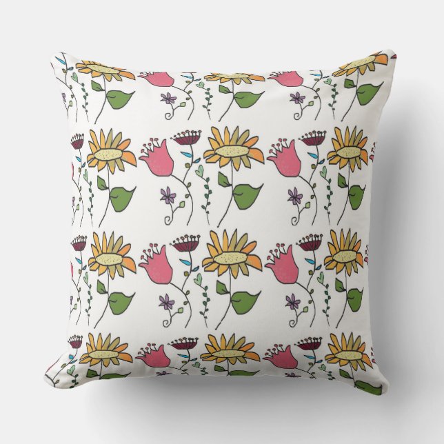 Flowers Throw Pillow (Front)