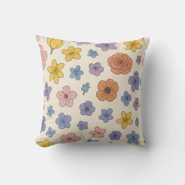 Flowers Throw Pillow (Front)