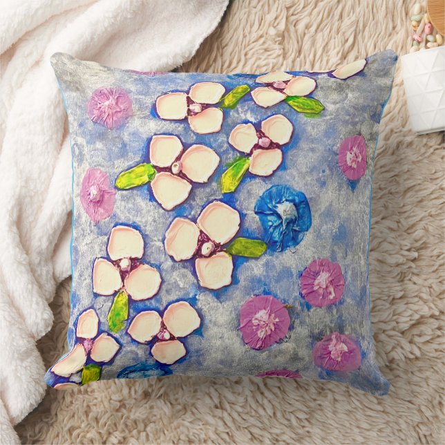 Flowers Throw Pillow (Blanket)