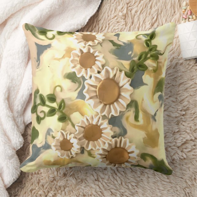 Flowers Throw Pillow (Blanket)