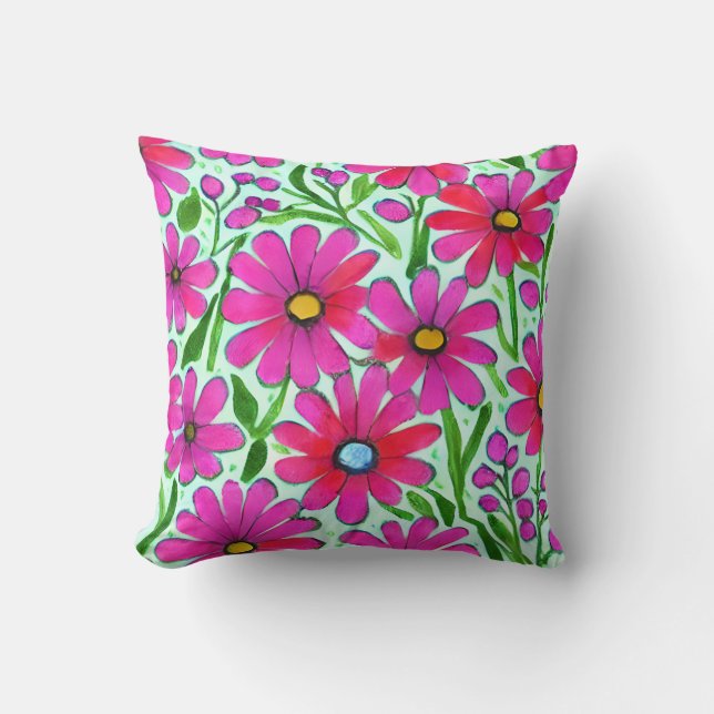 Flowers Throw Pillow (Front)